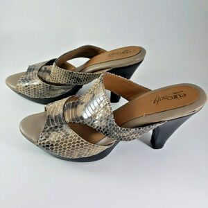 Euro Soft by Sofft Shoes Women's 9M Heels Open Toe Reptile Snake-Skin Pattern
